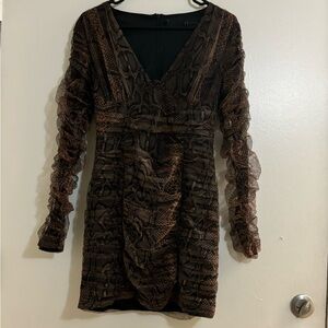 Forever 21 Mini Dress Long Sleeve Brown animal print Size: Small